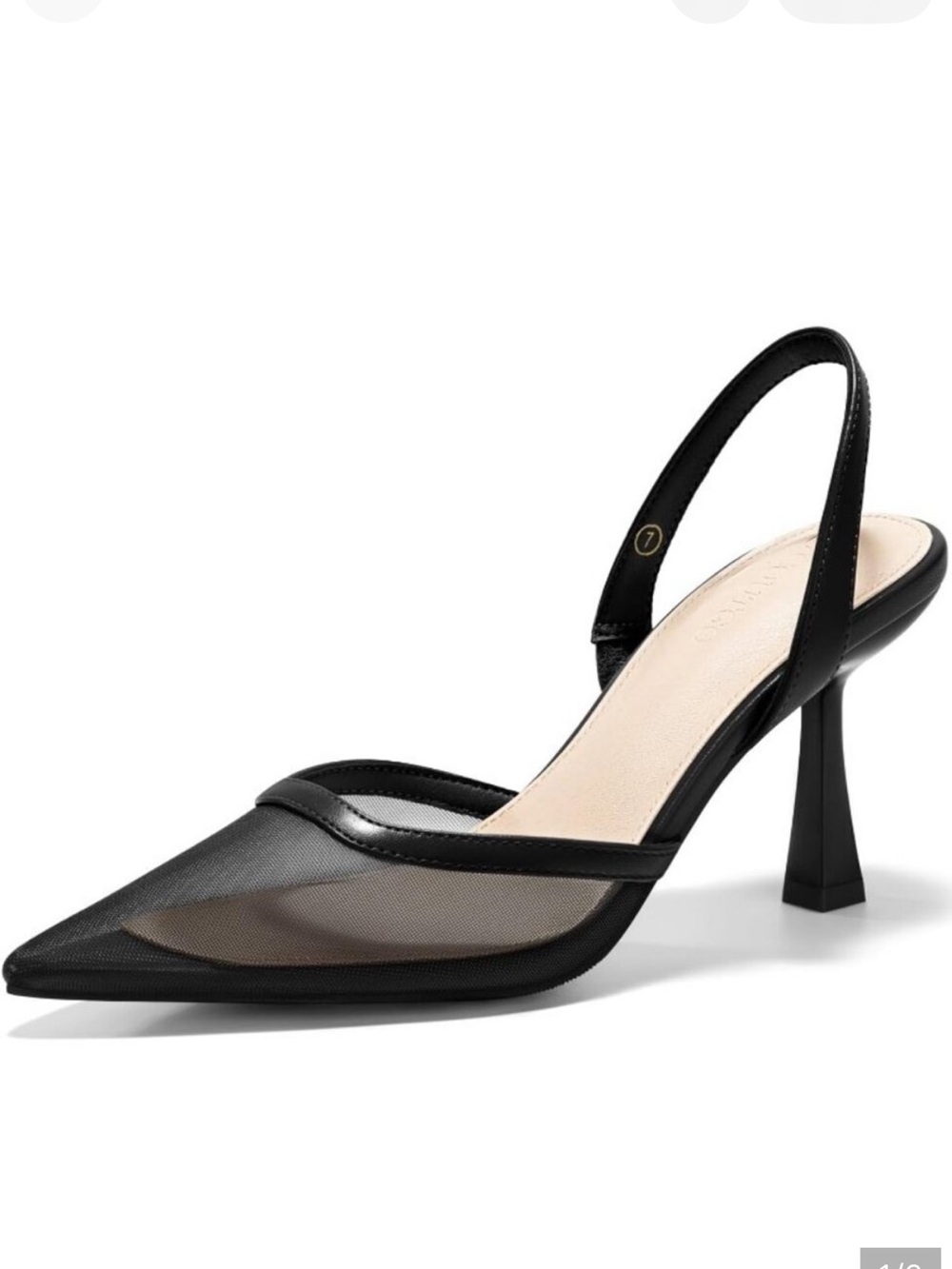 Women's Black Mesh Slingback Pointed Heel